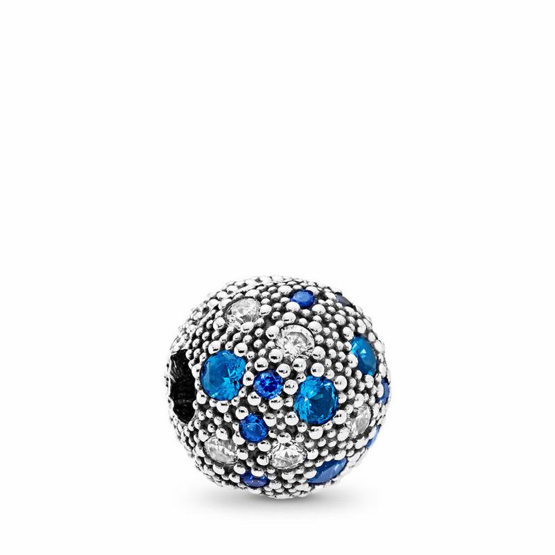 Pandora Cosmic Stars Charm Ireland - Sterling Silver/Blue/Mixed Stones/Cubic Zirconia - 596340KUF